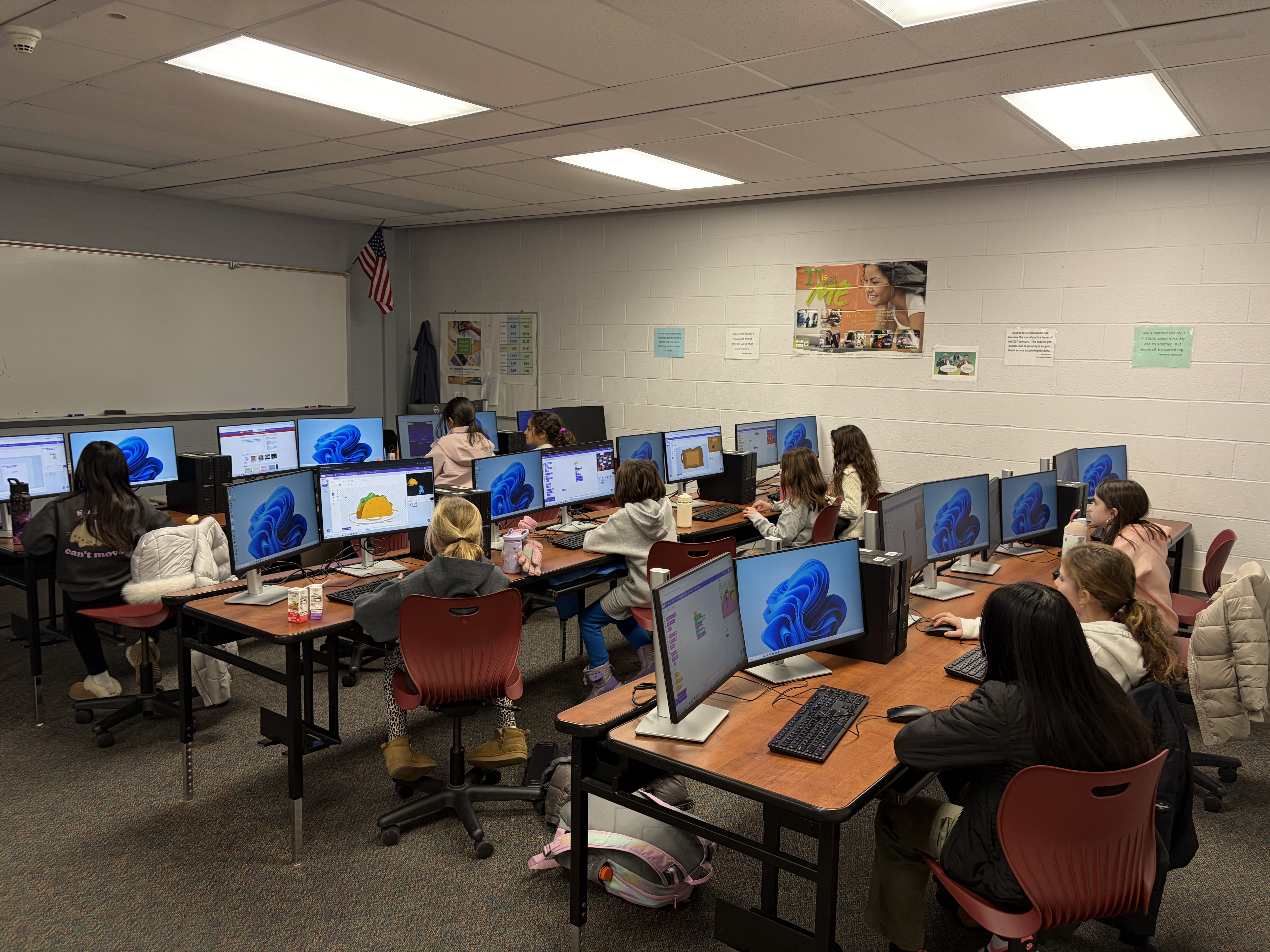 Families joining students for the final project showcase